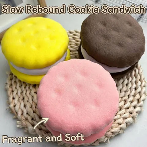 Simulation Cookie Sandwich Squishy Toy Slow Rebound PU Bread Scented Stress Relief Fidget Toy For Adults Kids Gift