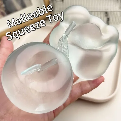 Jouet Squishy Pomme à la Vaseline Modelable TPR Anti-stress Rebond Lent Balle à Presser à l'Huile de Coco pour Adultes Enfants Bureau