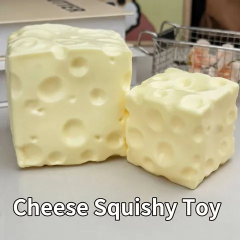 Jouet Squishy en Forme de Fromage Malléable Anti-stress Jouet Sensoriel pour Enfants Adultes Fromage Slow Rising Jouet à Presser Doux Cadeau