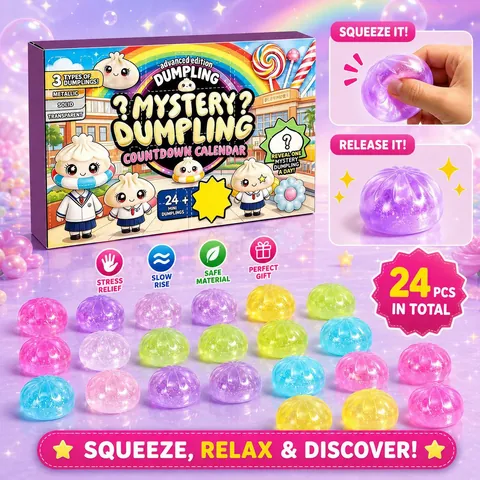 Calendrier de l'Avent Mystery Dumpling Compte à Rebours 24 Jours Jouets Anti-stress Squishy Cristal Paillettes Cadeau de Noël