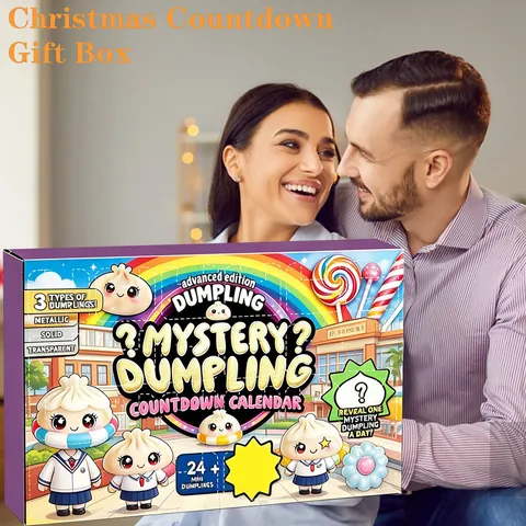 Calendrier de l'Avent Mystery Dumpling Compte à Rebours 24 Jours Jouets Anti-stress Squishy Cristal Paillettes Cadeau de Noël