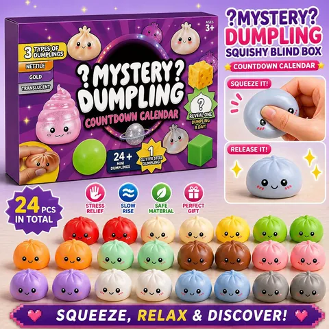 Mystery Dumpling Squishy Calendario dell'Avvento Scatola Conto alla Rovescia Per Bambini Adulti Set Regalo Sorpresa Gomma Morbida Antistress Fidget Toy