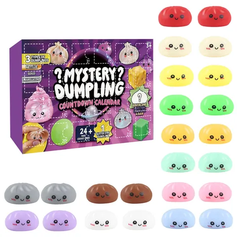 Mystery Dumpling Squishy Calendario dell'Avvento Scatola Conto alla Rovescia Per Bambini Adulti Set Regalo Sorpresa Gomma Morbida Antistress Fidget Toy