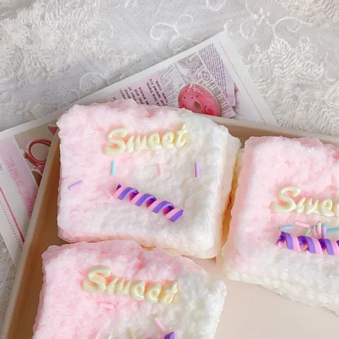 Simulation Strawberry Toast Squishy Slow Rebound Stress Relief Toy Soft Bread Fake Cake Squeeze Toy For Kids Adults Gift