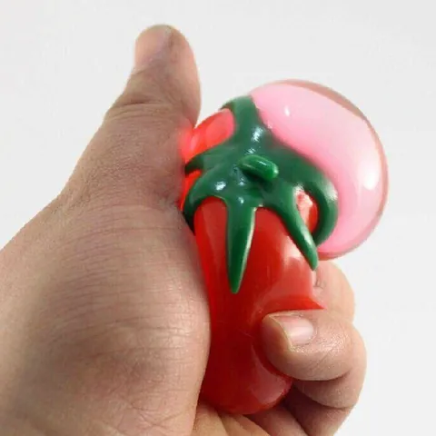 Jouet Squishy Anti-stress en Forme de Fruit Balle d'eau Tomate Ananas Fraise Jouet à Presser Souple en TPR pour Enfants Adultes Cadeau