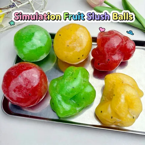 Jouet Squishy Smoothie aux Fruits Soulagement du Stress Sensoriel Pastèque Kiwi Pomme Fromage Forme Son Sable Jouet Fidget Doux