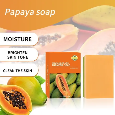 Papaya Kojic Acid Turmeric Handmade Soap Natural Skin Brightening Moisturizing Face Body Cleansing Bar