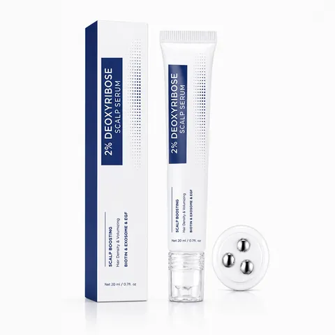 Professional Deoxyribose Scalp Serum With Triple Roller Massager Biotin Exosome EGF Hair Growth Density Serum For Daily Care