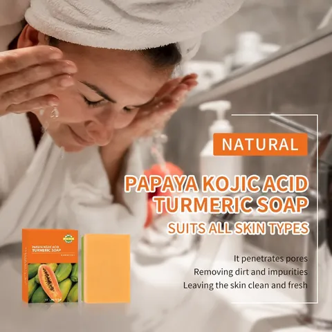 Sapone Artigianale alla Papaya Acido Kojico e Curcuma Schiarente Naturale Idratante per Viso e Corpo