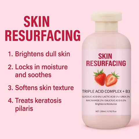Strawberry Skin Resurfacing Body Cream With Body Brush Niacinamide Complex Acid For Keratosis Pilaris Treatment Brightening Body Lotion