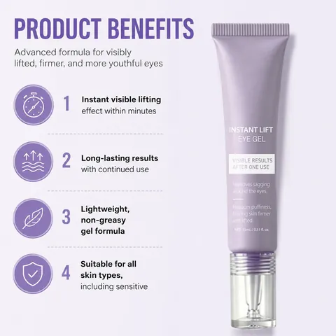 Instant Lift Eye Gel Firming And Hydrating Anti-Puffiness Fine Lines Treatment Dark Circles Remover Eye Contour Gel Skincare