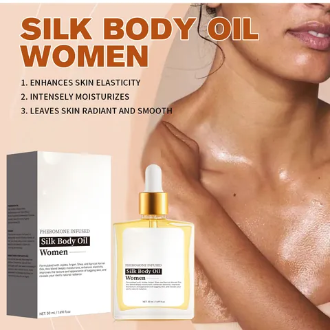 Aceite Corporal de Seda con Feromonas para Mujer Hidratación Profunda con Aceite de Jojoba Argán Manteca de Karité Brillo