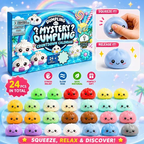Calendario de Adviento Misterio Empanada 24 Días Fidget Squishy Juguetes de Goma Blanda Alivio del Estrés Caja Ciega Regalo
