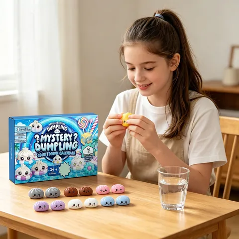 Calendario de Adviento Misterio Empanada 24 Días Fidget Squishy Juguetes de Goma Blanda Alivio del Estrés Caja Ciega Regalo