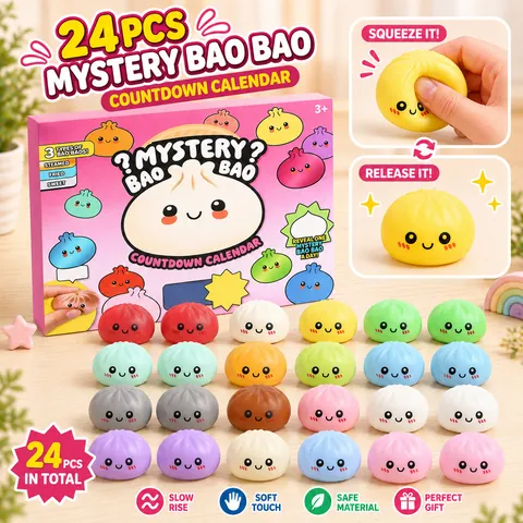 24 Days Christmas Advent Calendar Mystery Box Mystery Bao Bao Squishy Stress Relief Toys Multicolor Dumpling Set Gift