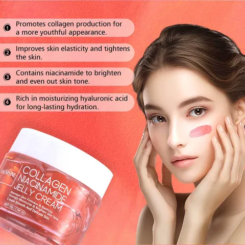 Sauvasine Collagen Niacinamide Jelly Cream 50g Moisturizing Brightening Firming Face Gel Cream Skin Care For Women