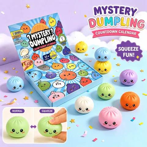 Mystery Dumpling Advent Calendar Squishy Toys For Kids Countdown Blind Box Stress Relief Squeeze Baozi Bun Mochi Party Favors