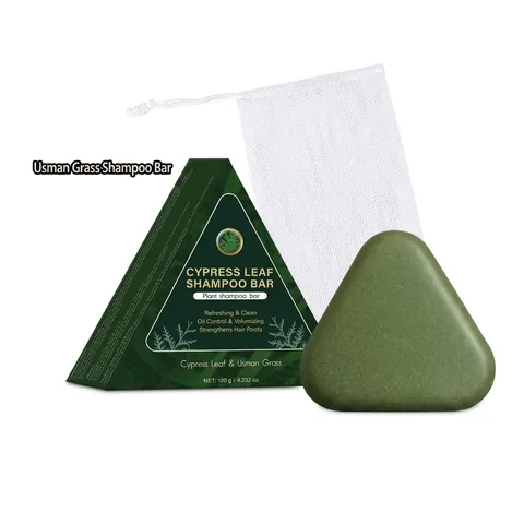 Usman Gras Thuja Orientalis Blad Haarzeep Diepe Reiniging Voedende Hoofdhuid Kruiden Shampoo Bar Met Schuimnet