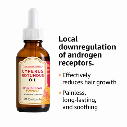 Huile de Cyperus Rotundus Sérum Inhibiteur de Croissance des Poils Formule Naturelle Dépilatoire Huile Essentielle Corps Apaisante
