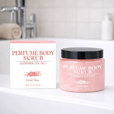 Natural Sea Salt Body Scrub Perfume Fragrance Coral Rose Scent Exfoliating Deep Cleansing Brightening Skin Care For Women Men