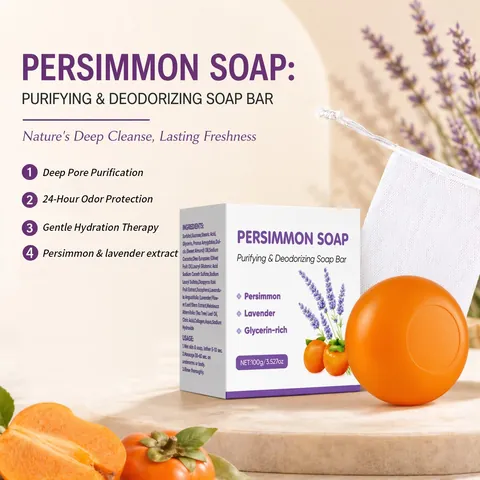 Persimmon Reinigende Deodoriserende Zeep Lavendel Glycerine Natuurlijke Lichaamsreiniging Zeep Geurverwijdering Neutraal