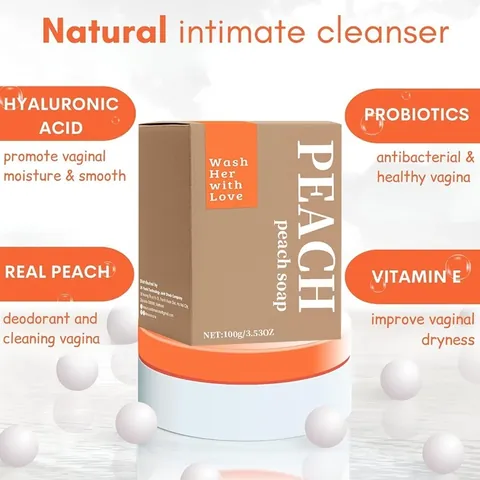 Natural Peach Yoni Bar Handmade Soap For Women Private Care Moisturizing Skin Cleaning Bar With Probiotics Vitamin E
