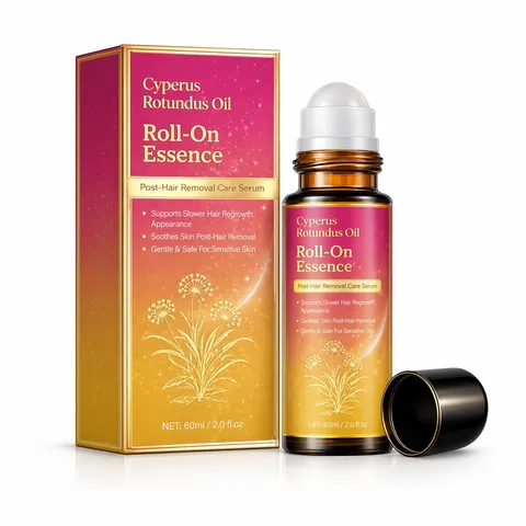 Huile de Cyperus Rotundus Essence à Bille Soin de la Peau Apaisant Après Épilation Ralentisseur de Repousse des Poils pour Peaux Sensibles