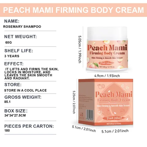 Peach Mami Firming Body Cream Peach Infused Lifting Smoothing Deep Hydrating Body Lotion For Sensitive Skin Skin Care