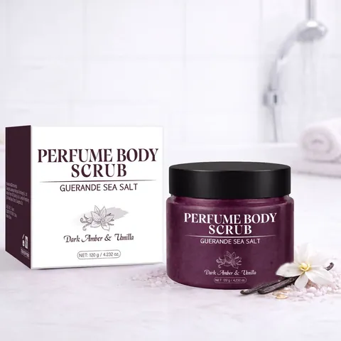 Sea Salt Perfume Body Scrub Dark Amber And Vanilla Fragrance Exfoliating Deep Cleaning Moisturizing Body Care Scrub