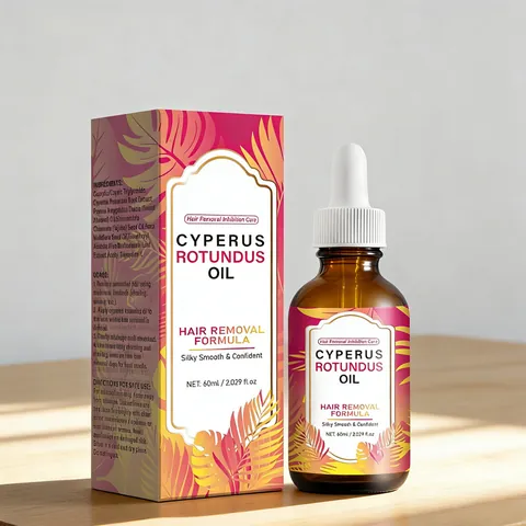 Huile de Cyperus Rotundus Sérum Inhibiteur de Croissance des Poils Formule Naturelle Dépilatoire Huile Essentielle Corps Apaisante