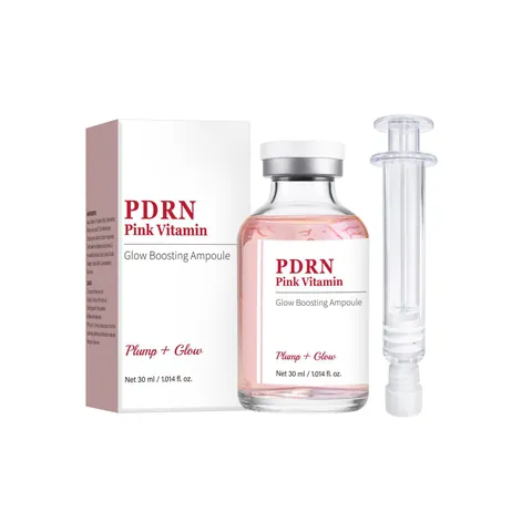 PDRN Pink Vitamin Glow Boosting Ampoule Serum Skin Care Concentrated Essence With Syringe Applicator For Women Daily Routine Face Treatment