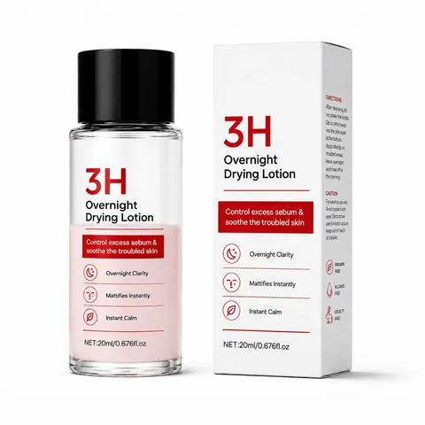 Overnight Drying Lotion for Acne Treatment Oil Control Soothing Skin Glass Bottle Skincare Essence for Pimples Spot Treatment