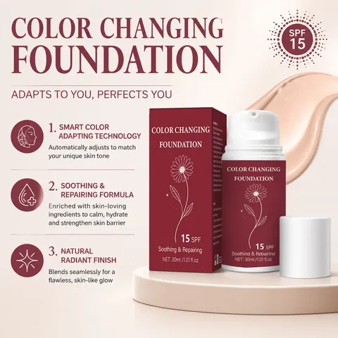 Color Changing Foundation Smart Adapting SPF Hydrating Soothing Repairing Waterproof Natural Finish Makeup Face Foundation For Women