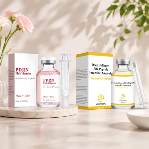 PDRN Vitamin Face Essence And Collagen Silk Peptide Ampoule Hydrating Brightening Firming Skincare Routine For Women Men