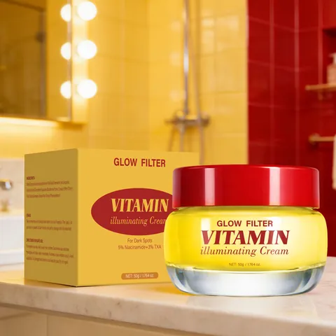 Glow Filter Vitamin Cream Brightening Facial Moisturizer With Niacinamide And Tranexamic Acid For Dark Spot Correction Skincare