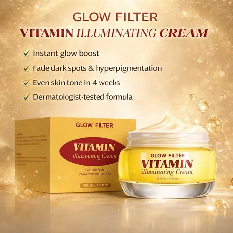 Glow Filter Vitamin Cream Brightening Facial Moisturizer With Niacinamide And Tranexamic Acid For Dark Spot Correction Skincare