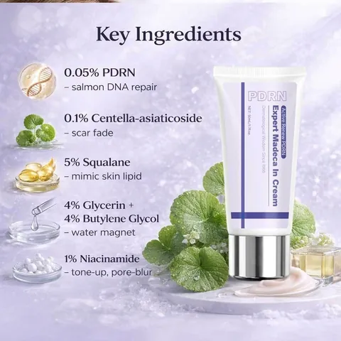 Centella Asiatica PDRN Rejuvenating Cream 50ml Expert Madeca Face Moisturizer For Skin Repair Brightening Squalane Niacinamide