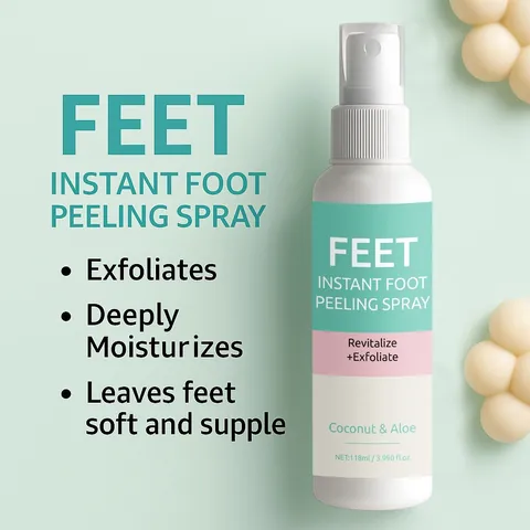 Coconut Aloe Instant Foot Peeling Spray Revitalize Exfoliate Moisturizing Skin Natural Foot Care Spray For Men Women