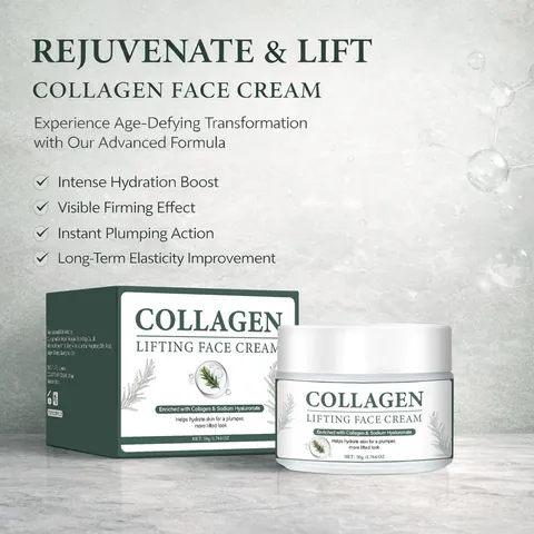 Collagen Firming Face Cream Moisturizing Lifting Skin Care Cream with Hyaluronic Acid for Women Daily Face Care