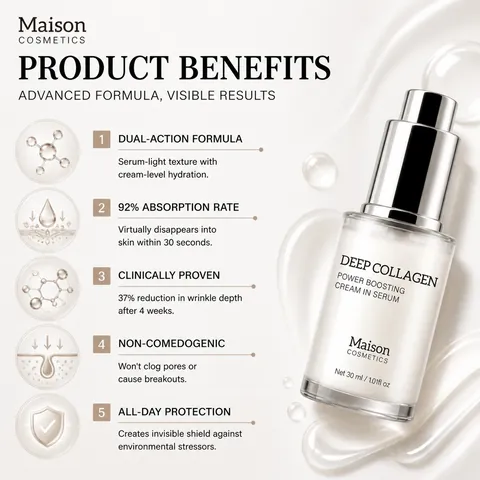 Deep Collagen Power Boosting Cream In Serum Hydrating Firming Anti-Wrinkle Facial Serum For Skin Repair Daily Skincare Moisturizer