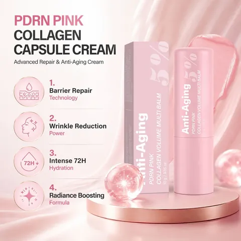 PDRN Pink Collagen Multi Balm Stick For Face Neck Lip Care Moisturizing Anti Aging Anti Wrinkle Barrier Repair Skin Balm