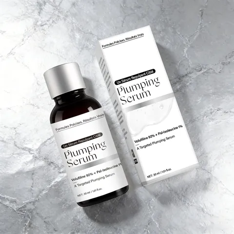 Volufiline and Pal-Isoleucine Plumping Serum for Face and Neck Anti-Wrinkle Skin Firming Essence Neutral Glass Bottle