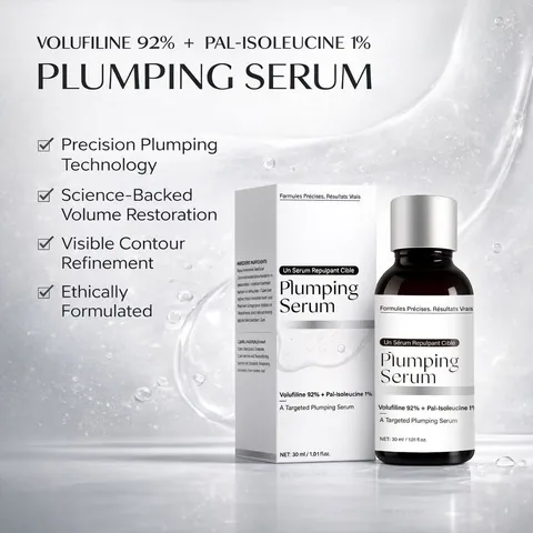 Volufiline and Pal-Isoleucine Plumping Serum for Face and Neck Anti-Wrinkle Skin Firming Essence Neutral Glass Bottle