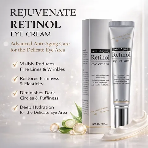 Retinol Anti-Aging Eye Cream Tightener For Fine Lines Dark Circles And Puffiness Hydrating Skin Care For Women Tube Packaging