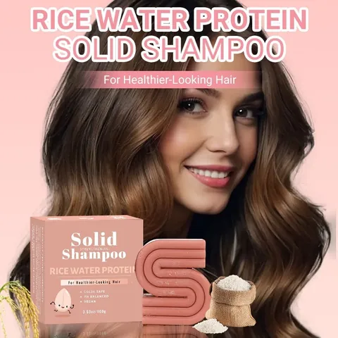 Champú Sólido de Proteína de Agua de Arroz PH Equilibrado Protector de Color para Fortalecer el Cabello Producto Vegano para Mujer Hombre