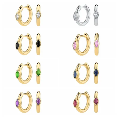 Pendientes De Aro Huggie Circonita Talla Marquesa Con 925 Sterling Silver Earring Post Cobre Joyería Minimalista Mujer