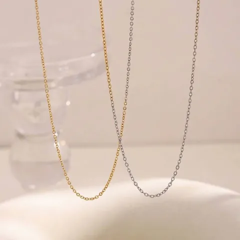 Collar De Cadena Minimalista De Acero Inoxidable Chapado En Oro Fino Para Mujer Joyería Diaria
