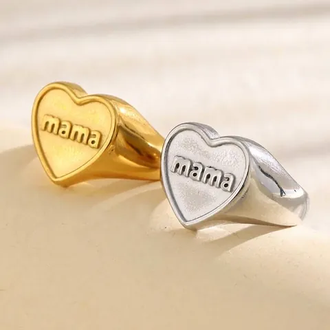 Δαχτυλίδι Καρδιά Mama Από Ανοξείδωτο Ατσάλι 18K Επιχρυσωμένο Μινιμαλιστικό Κόσμημα Δώρο Για Γυναίκες Γιορτή Μητέρας