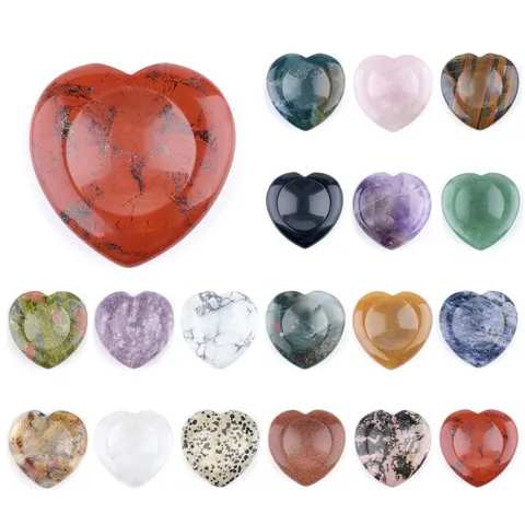 Natural Crystal Heart Worry Stone Polished Palm Massage Stone Anxiety Relief Thumb Stone For Meditation Office Home Decor
