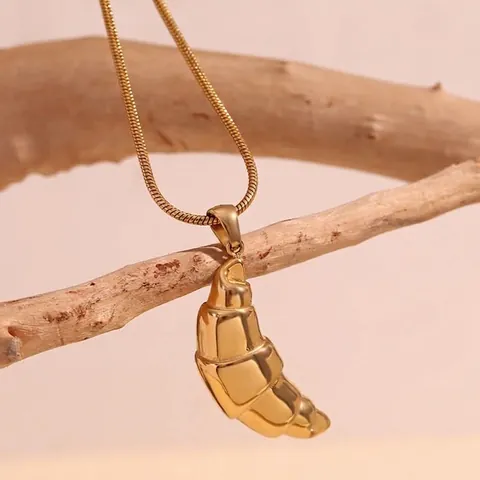 Collana Con Pendente Croissant Placcato Oro 18K Acciaio Inossidabile Vintage Minimalista Catena A Serpente Sottile Per Donna